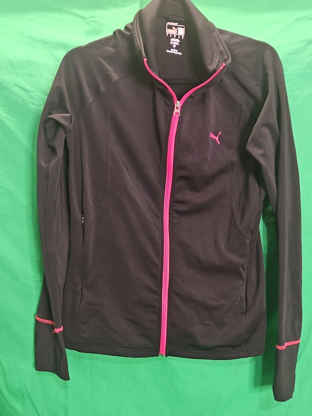 Puma Black Full-Zip Jacket with Pink Accents